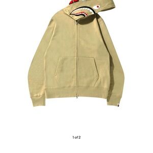 RARE BAPE full zip shark hoodie beige